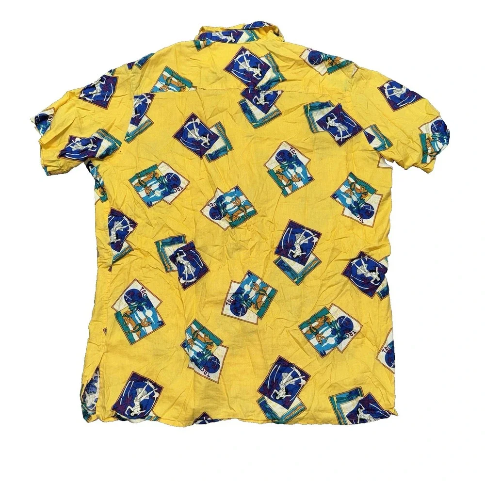 Vintage Chaps Ralph Lauren Hawaiian Shirt Hula Girls Yellow Men's Size Large